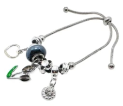 Pulsera de acero quirurgico con dijes fantasia regulable